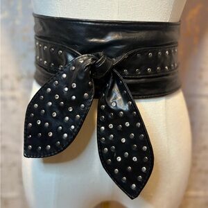 Black Studded Faux Leather Belt